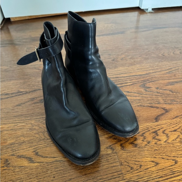 Burberry Black Leather Buckle Boots